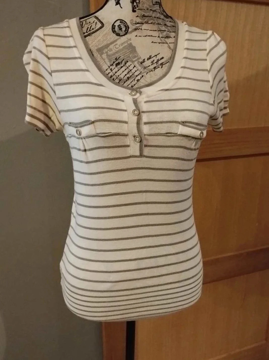 tunique crème/gris rayé, Caroll, T40